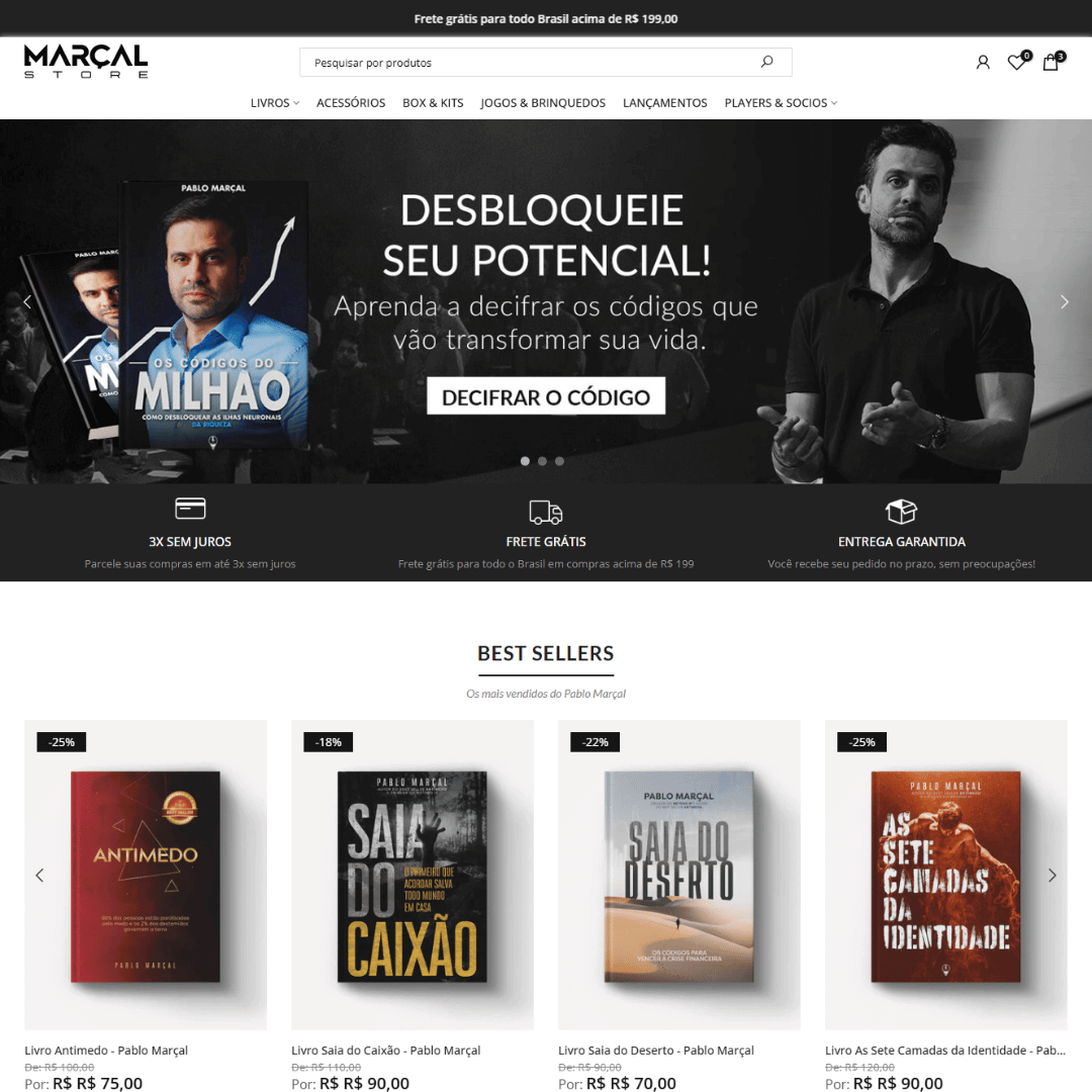 Migração de loja Vtex para shopify - loja pablo marçal desktop